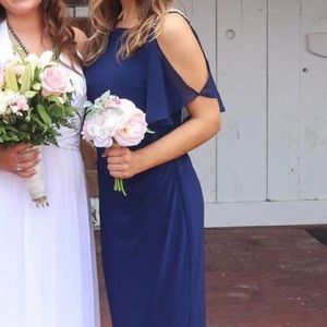 Ralph Lauren Navy Blue Knee Length Formal Dress Silver Sequin Bead Straps Size 4